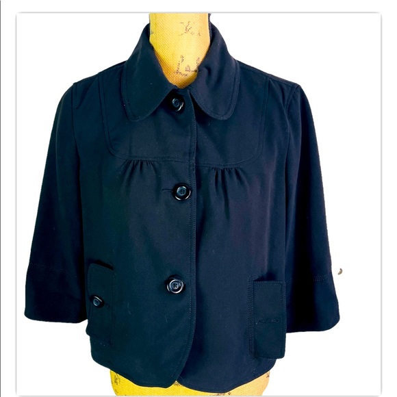 Larry Levine Jackets & Blazers - Larry Levine Stretch Black Denim Slightly Cropped Blazer Jacket Size Medium